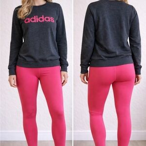 adidas Charcoal Pullover with Pink Logo